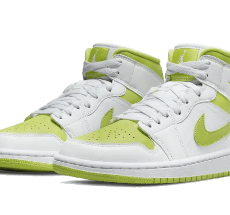 Nike Sko Air Jordan 1 Mid Hvid Lime